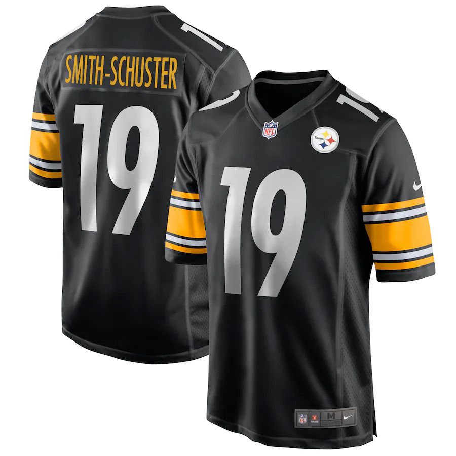 Men Pittsburgh Steelers 19 JuJu Smith-Schuster Nike Black Team Game NFL Jersey